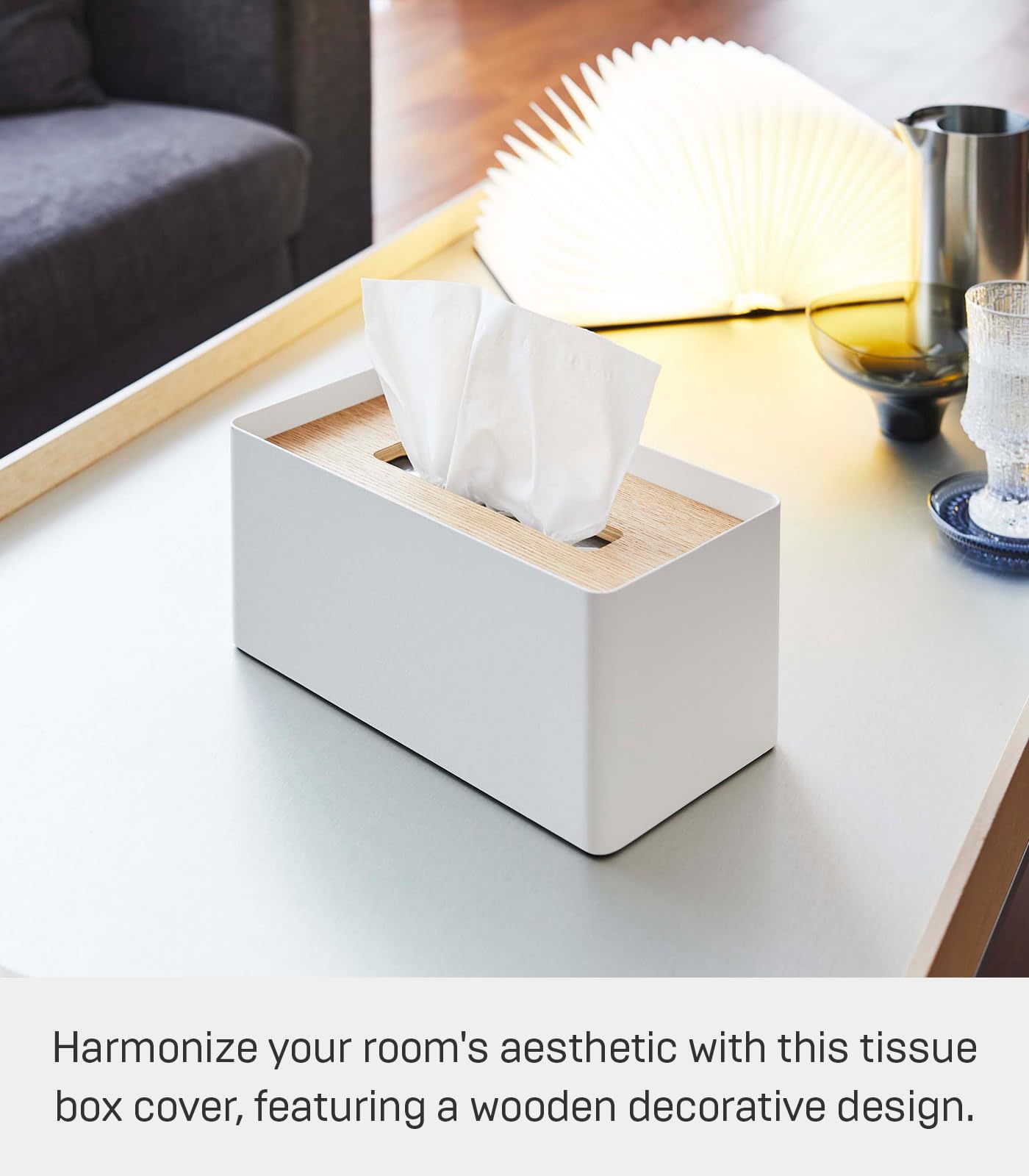Yamazaki Home Box Cover Lid | Steel | Tissue Case, One Size, Ash
